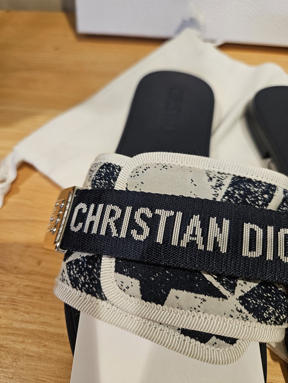 Christian Dior Dio(r)evolution Dway Blue Rubber Logo Slide Mule Flat Sandal 37 - Picture 3 of 9